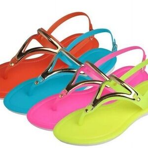 NWT 🎉Isadora Paccini Blue Thong Jelly Sandals Size 10